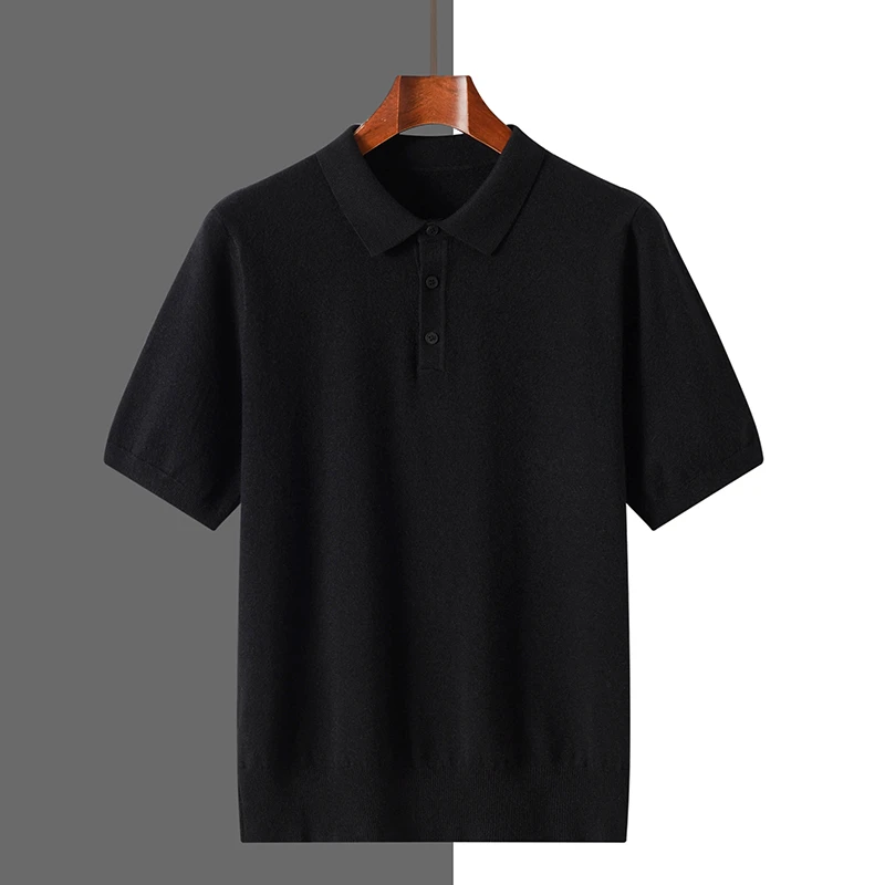 Cashmere Knitted short sleeves Men Spring and Summer Knitted POLO short sleeves Men