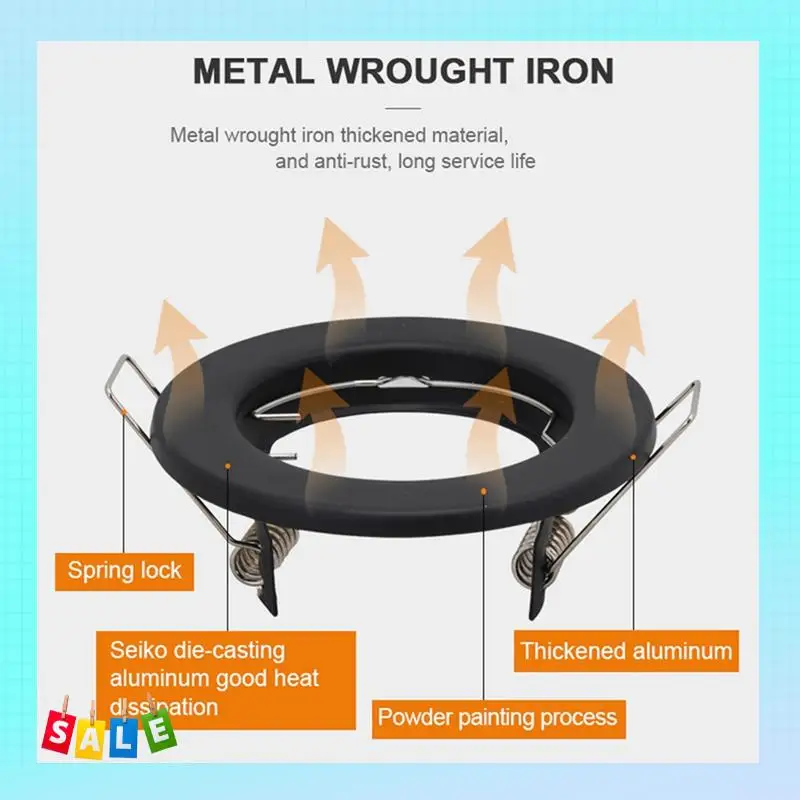 

A56X 6Pcs Down Light Frame Recessed LED Ceiling Fixtures Downlight GU10 MR16 Ceiling Spot Lights Fitting Fixture Easy To Use Whi