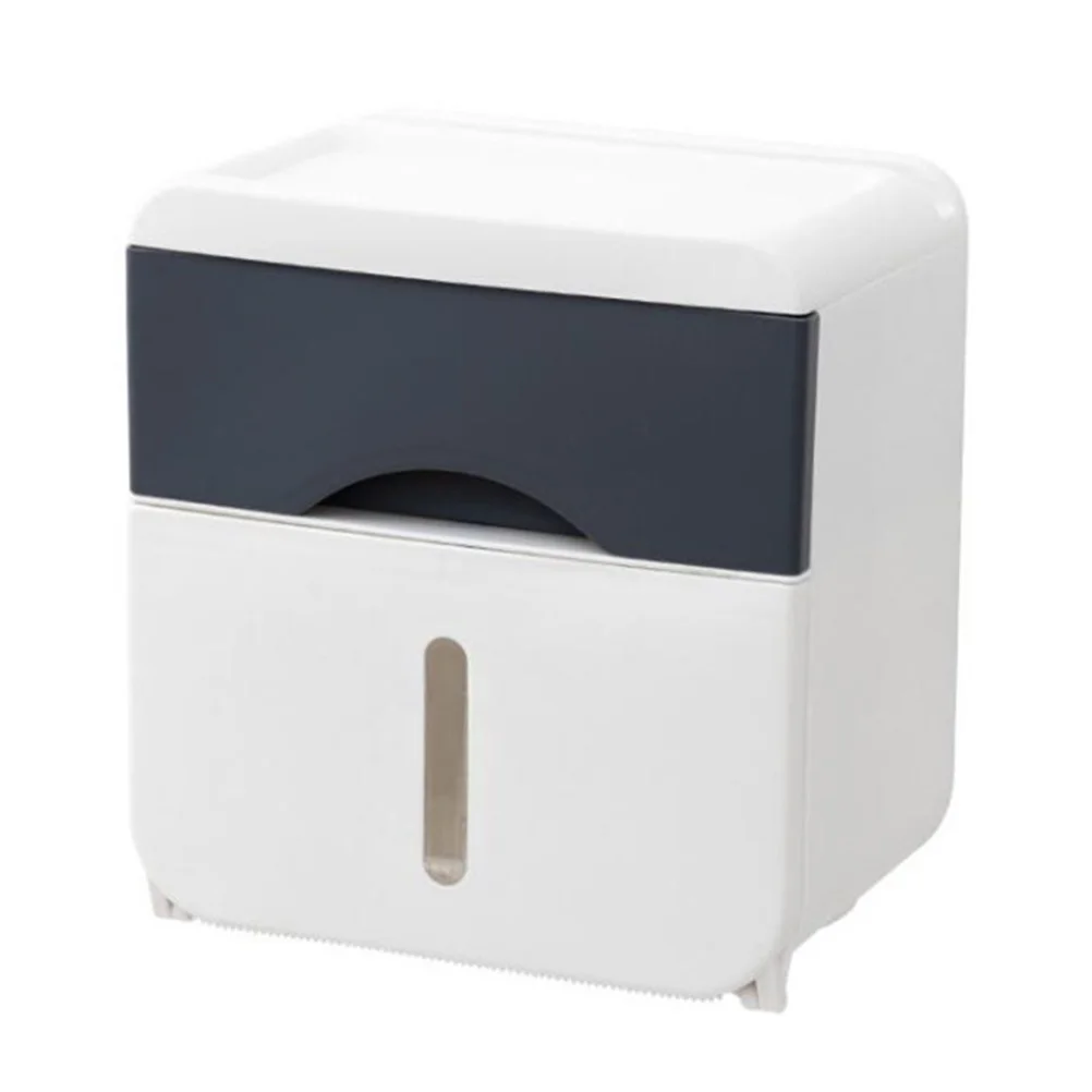 Bathroom Paper Box ABS No Punch Tissue Holder Toilet Tissue Box with Drawer Storage for Home Hotel Use