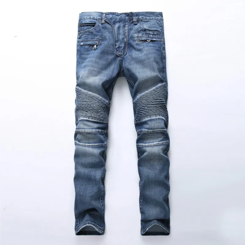 

Trade Classic Retro Jeans Men Straight Slim Zipper Decoration Light Fold Skinny Denim Pants Fashion Stretch Hip Hop Jogger Jeans