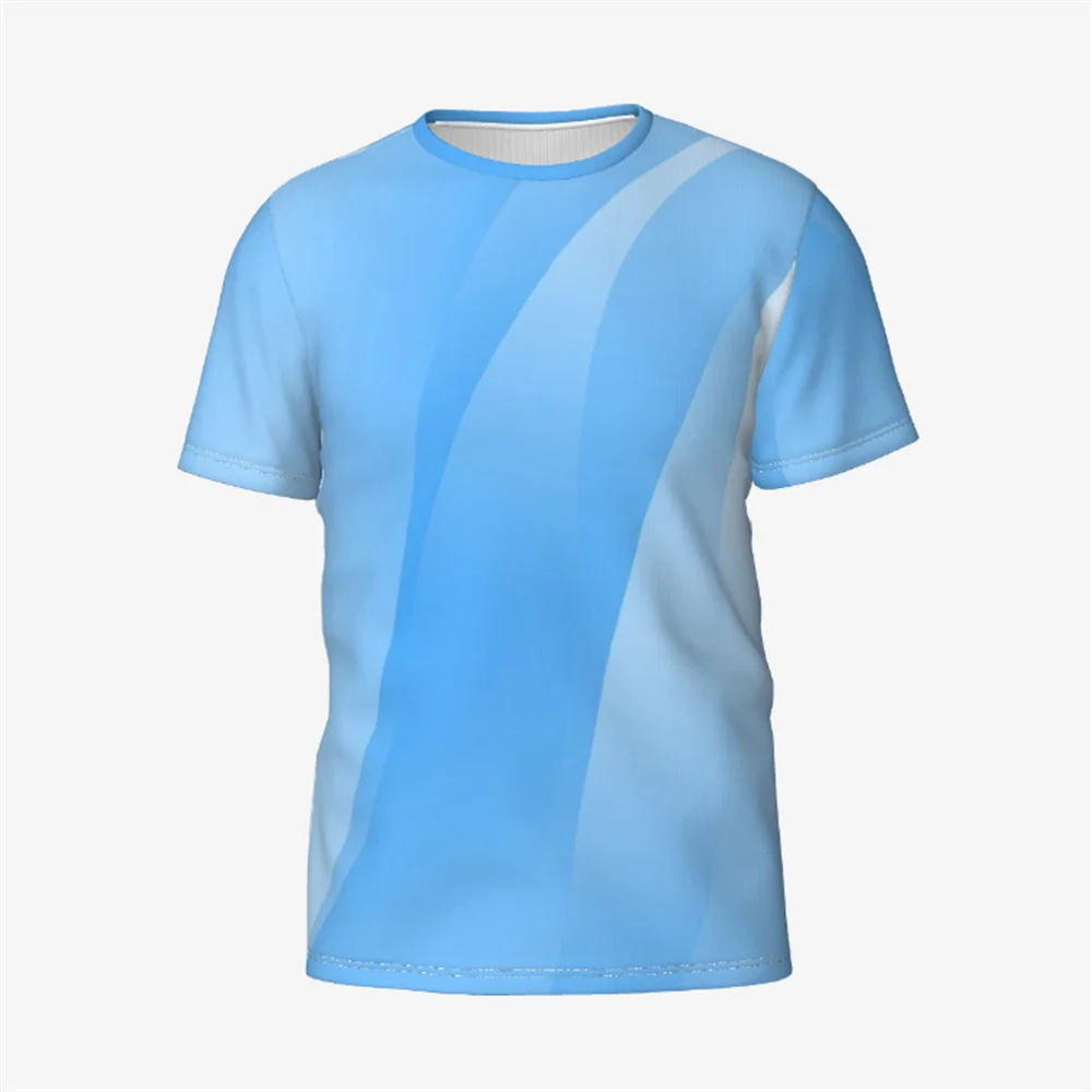 3D Fashion Shirts For Men Short-sleeved Elastic Breathable Sports Fitness Absorbent Quick Drying Blue Lightweight Unisex T-shirt