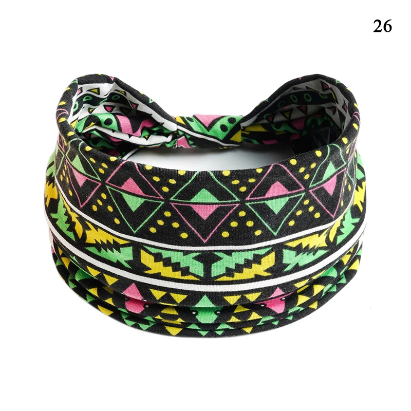 2023 Boho Flower Print Wide Headbands Vintage Knot Elastic Turban Headwrap for Women Girls Cotton Soft Bandana Hair Accessories