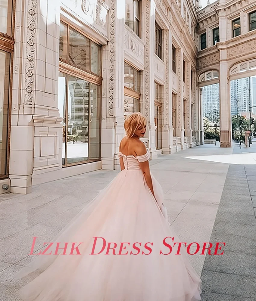 Customized Sexy Organza A-Line Off the Shoulder Crystal Sequined Evening Dress Fashion Sweetheart Short Sleeves Party Gowns