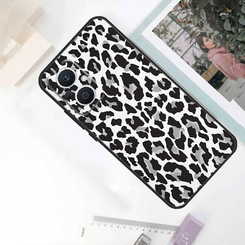 Leopard Print Black Cheetah Pattern Case For OPPO Reno 10 Pro 11 F 8T 4Z 5Z 4 5 6 7 8 Lite OPPO Find X5 X6 Pro X2 X3 Lite Cover