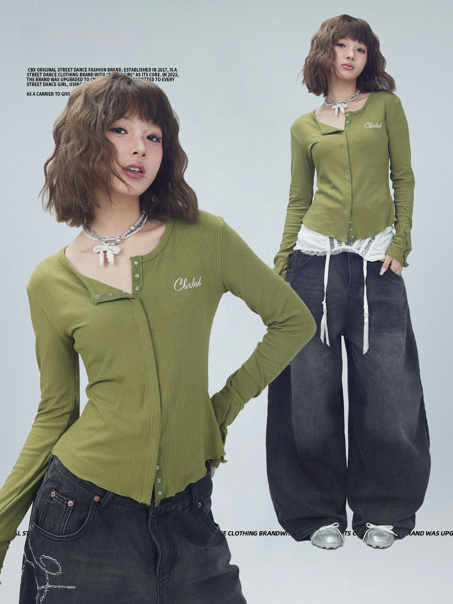 

CBXLAB Street Dance Trendy Brand Button up Slim Fit Long Sve Удобная для кожи внутренняя одежда Топ для женщин Cool Feeling Трикотажная футболка...