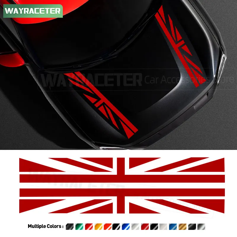 

2 Pcs Union Jack Flag Bonnet Stripes Hood Engine Cover Vinyl Graphics Decal For MINI Countryman U25 2024 2025 JCW Accessories