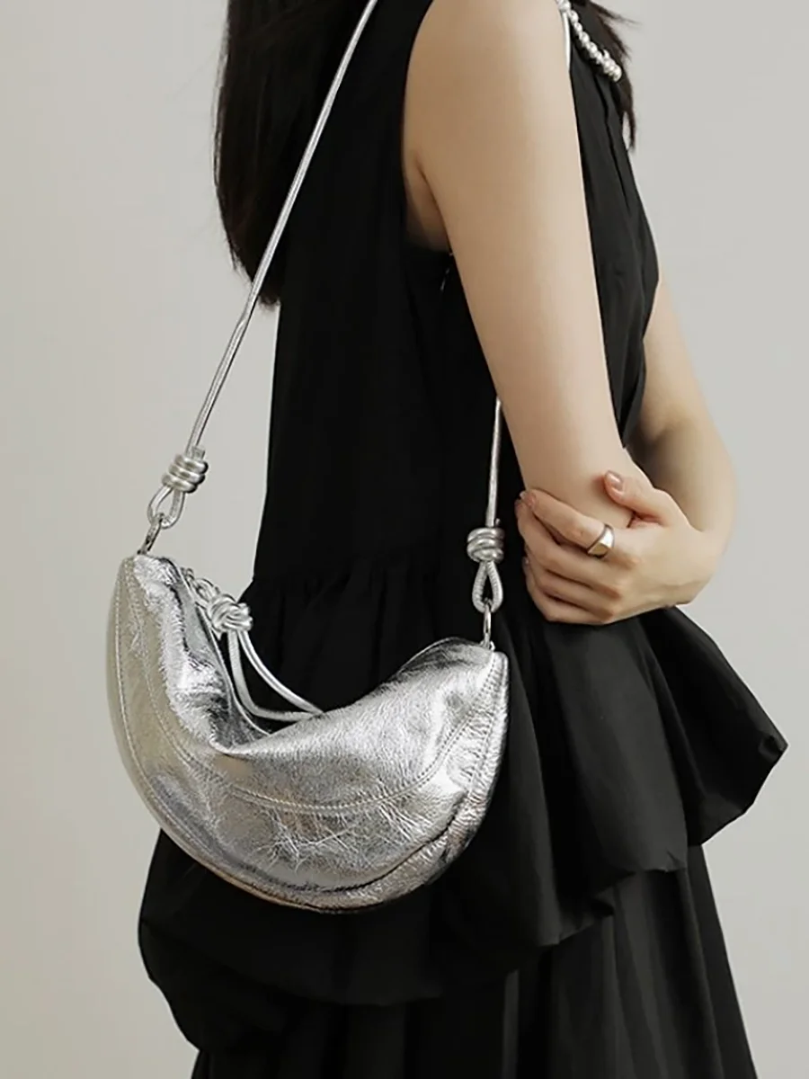 Cow Leather Dumpling Bag Shoulder Bag Handbag for Women's Large Capacity Crossbody Bags Cowhide 2026 Top-grain Leather