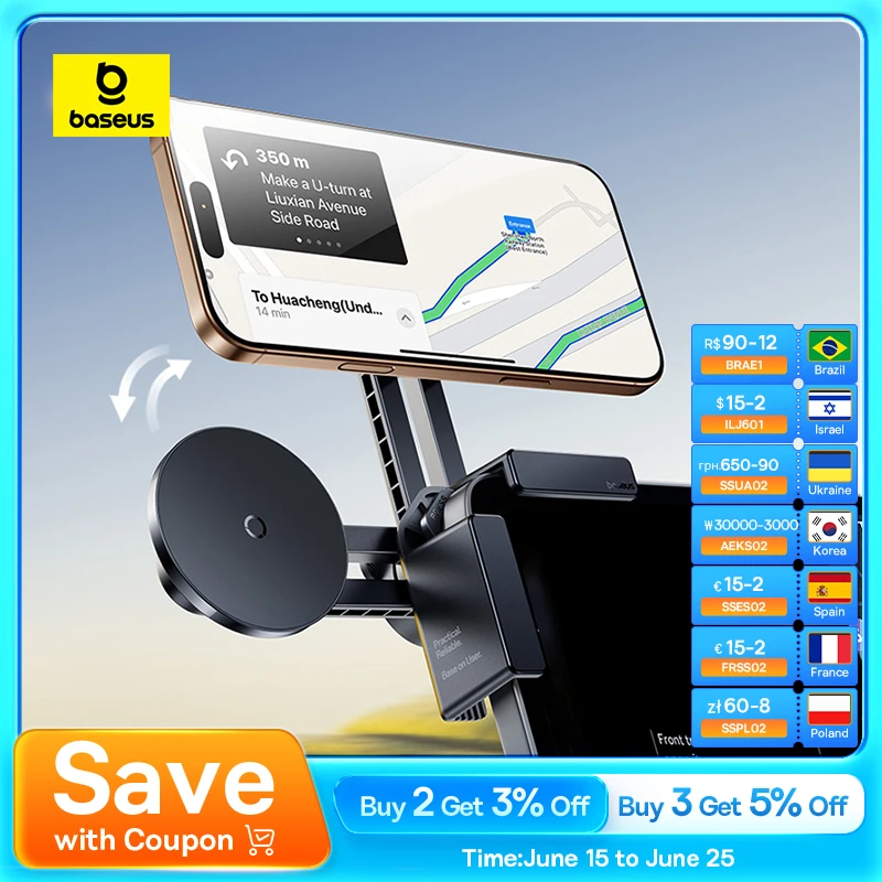 Baseus Car Central Screen Mount Corner Holder Magnetic Car Phone Holder Y Adjustable Car Mount for Tesla Model 3/Model BYD