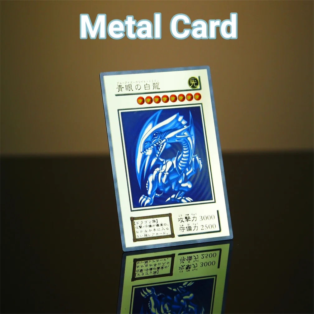 Yugioh Cards Metal Yu Gi Oh Letters Blue Eyes White Dragon Dark Magician Girl Obelisk Ra Gold Iron Playing Cards Anime Game Toys