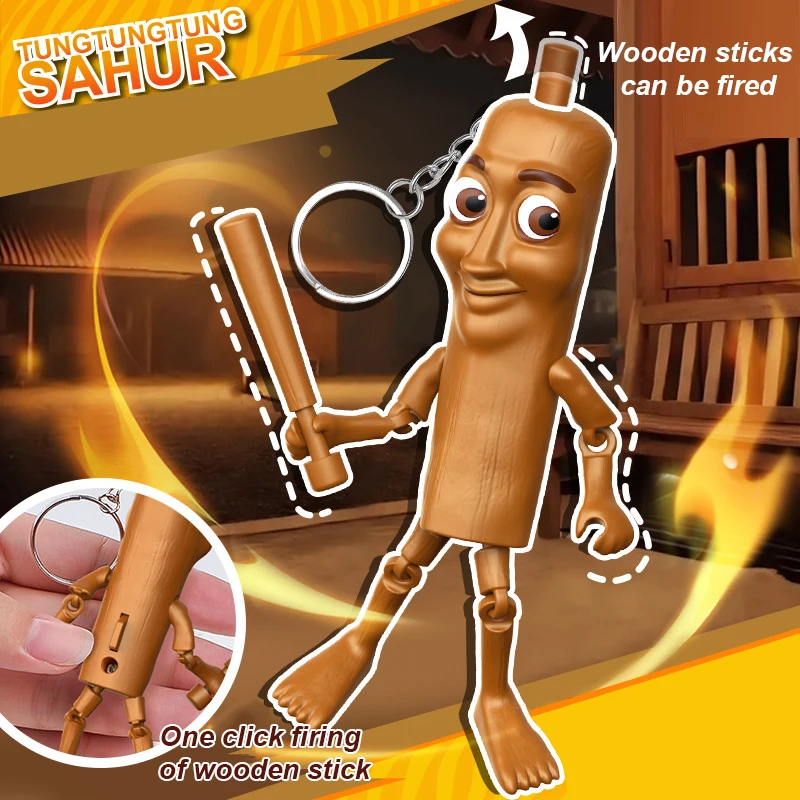 LLavero de hombre Brainrot Tralalero Tralala, figura de Tung Tung Sahur, modelo de muñecas, palo de hombre, se puede expulsado, decoración del hogar