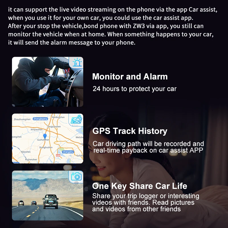 4G Smart WiFi Car DVR g ps Logger 1080P 3 Lens Remote Live mon itor Auto Video Fleet Management Voice Intercom Driving Assistanc