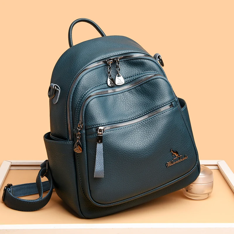 New Women Backpack Luxury High Quality Leather Fashion Shoulder Bag Female Multifunction Large Capacity Travel knapsack Mochila