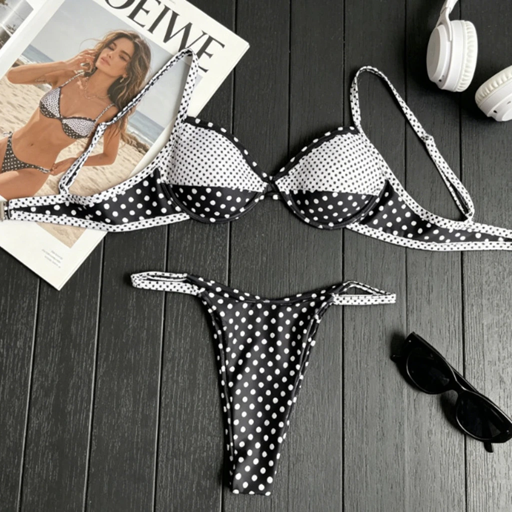 Bikini Set Sexy Women Swimsuit Push Up Swimwear Black Female Bandeau Biquini 2026 Bathing Suit Polka Dots Bodysuit Beachwear
