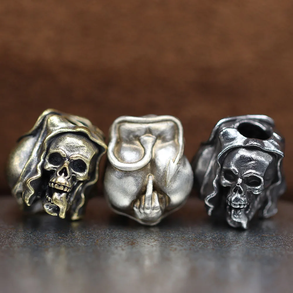 

Seductive Skull Head Brass Knife Beads EDC DIY Paracord Woven Bracelets Lanyard Pendants Accessories Outdoor Tool Hangings Charm