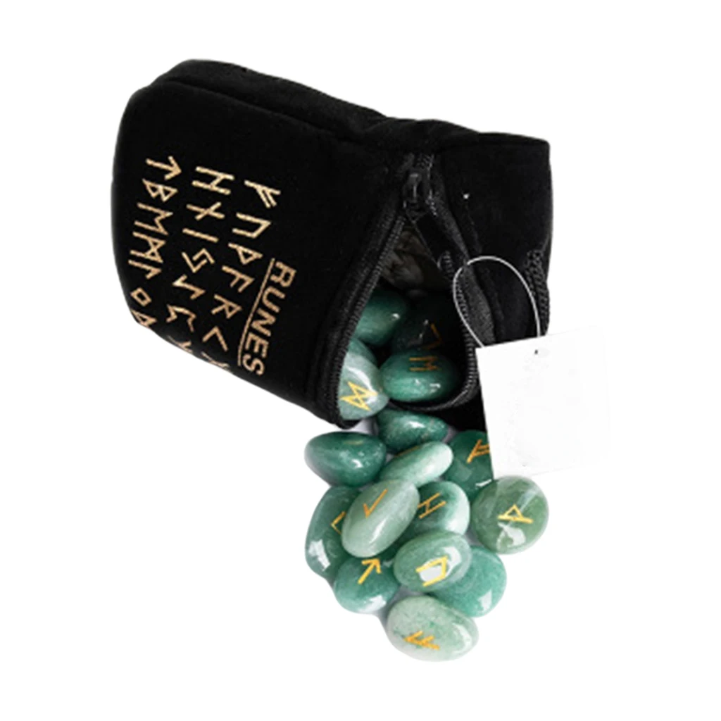 Runes with Pouch and Instruction Book Runes Engraved Pagan Viking Symbols for