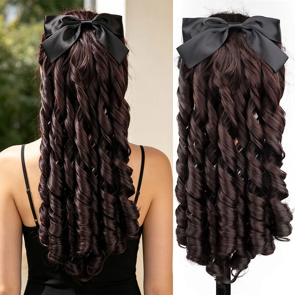 Synthetic Bow Ponytail Extensions, Retro Republican Style
