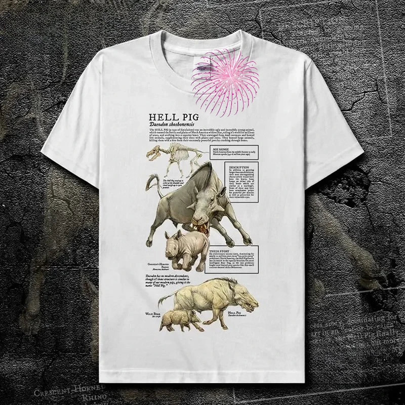 Hell Pig Animal Illustration Natural Science Creative T-Shirt Cotton O-Neck Short Sleeve Unisex T Shirt New Size S-3XL
