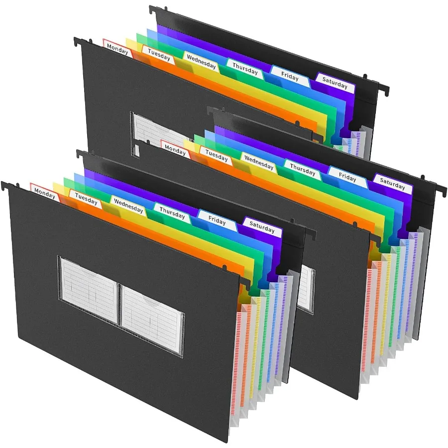 

Пластиковые расширяющиеся подвесные папки для файлов для шкафа для хранения 1 3-разрезанная вкладка, 7 горшков, разделители-гармошки, папка, разноцветные вкладки, большая емкость