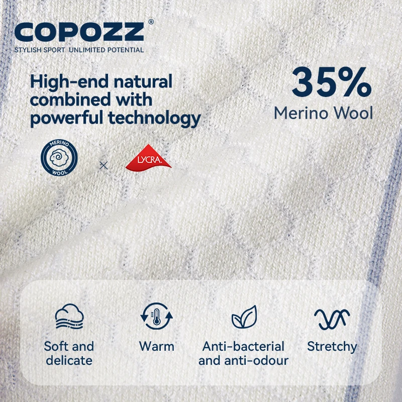 COPOZZ New Winter Ski Socks Men Women Thermal Merino Wool Long Ski Socks Snowboard Cycling Skiing Soccer Socks Thickened Sock