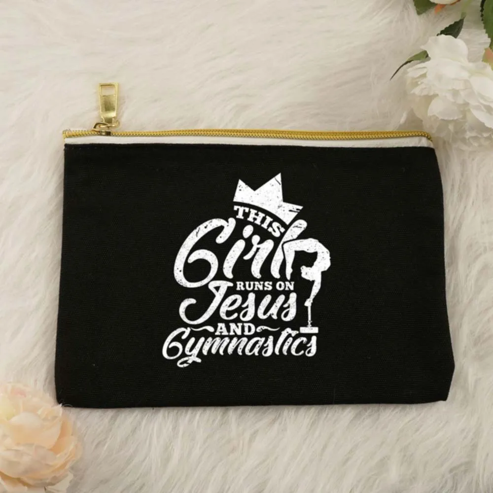 Bolsa de maquillaje con cremallera para mujer, bolso de mano con lápiz labial, bolsa de lona reutilizable, regalo de fiesta, regalos religiosos