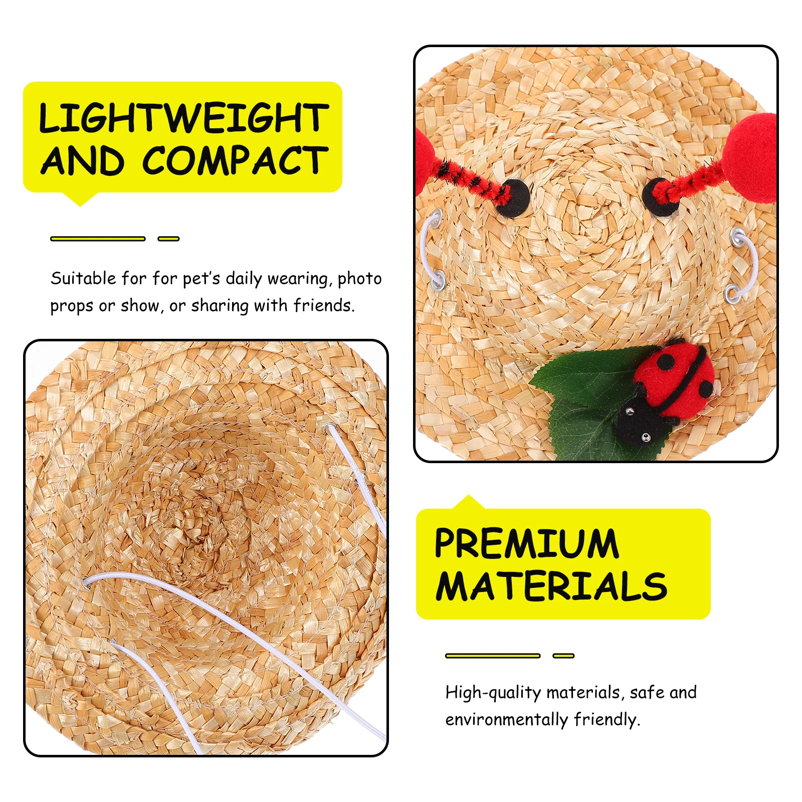 

Pet Hat Summer Lightweight Cat Puppy Small Dog Straw Hat For Outdoor Indoor Activities Insect Decor Adorable Gift