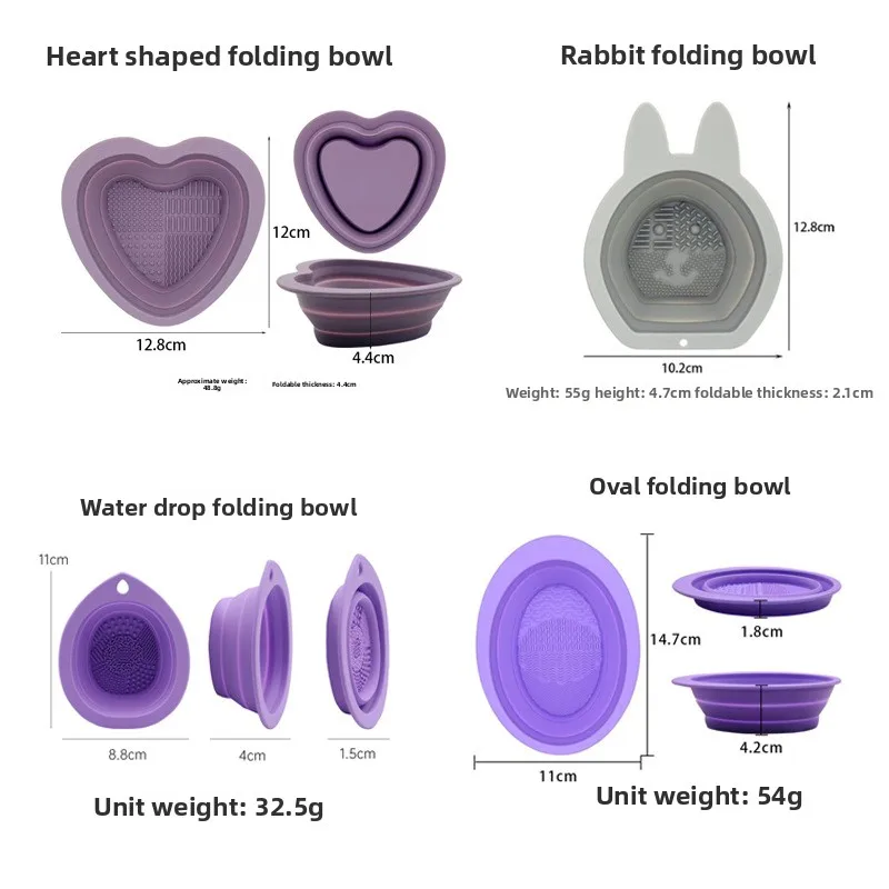 Detergente per pennelli per trucco in silicone Ciotola per pulizia pieghevole per soffio di cipria Pennelli per ombretto Lavaggio Tappetino morbido Strumenti di bellezza Scatola per scrubber