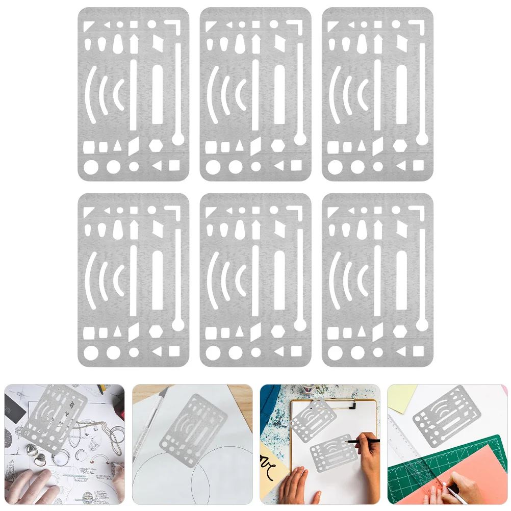 6 قطع من أدوات مسح الحروف المصنوعة من الفولاذ المقاوم للصدأ، أدوات صياغة الرسم، قوالب متعددة الاستخدامات للاستخدام اليدوي #4