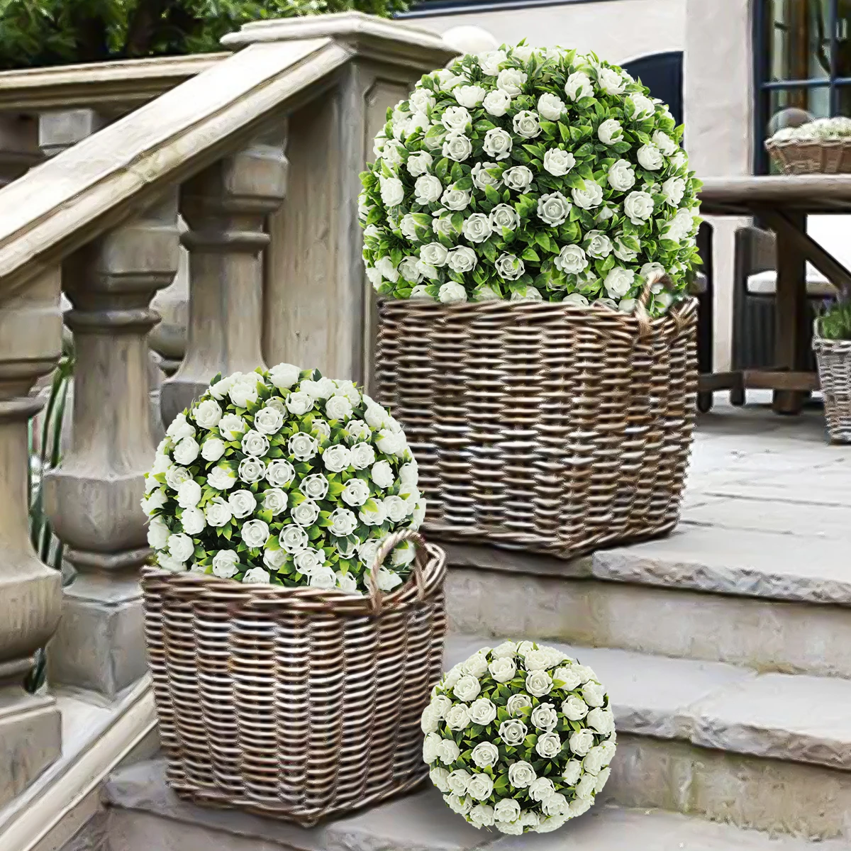 XIYA FLOWER Artificial Flower Rose Ball Artificial Boxwood Grass Ball White Pink Pe Material Party Garden Home Deco