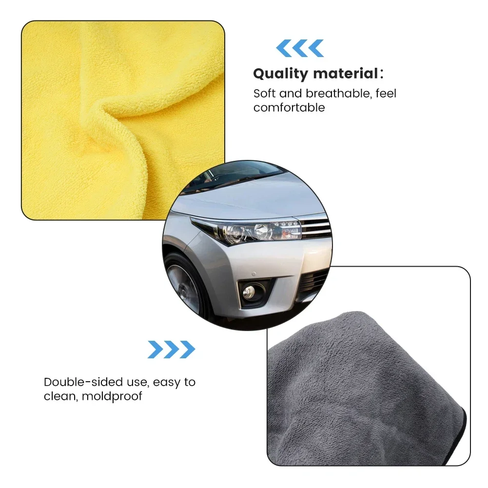 Microfiber Cleaning Towel Thicken Soft Drying Cloth Car Body Washing Towels Double Layer Clean Rags Never Scrat 30/40/60cm