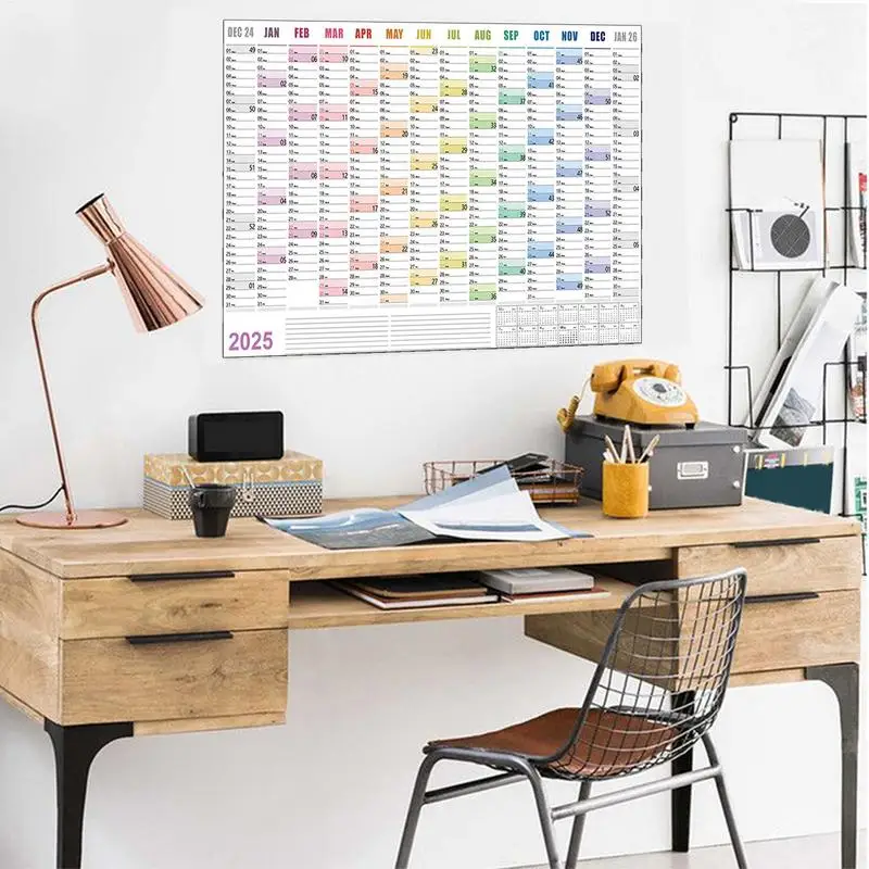 2025 ปฏิทินผนัง 12 เดือนปฏิทินมัลติฟังก์ชั่นกระดาษหนาปฏิทิน 74.2x52.5 ซม./29.21x20.67 นิ้วประจําปี Wall