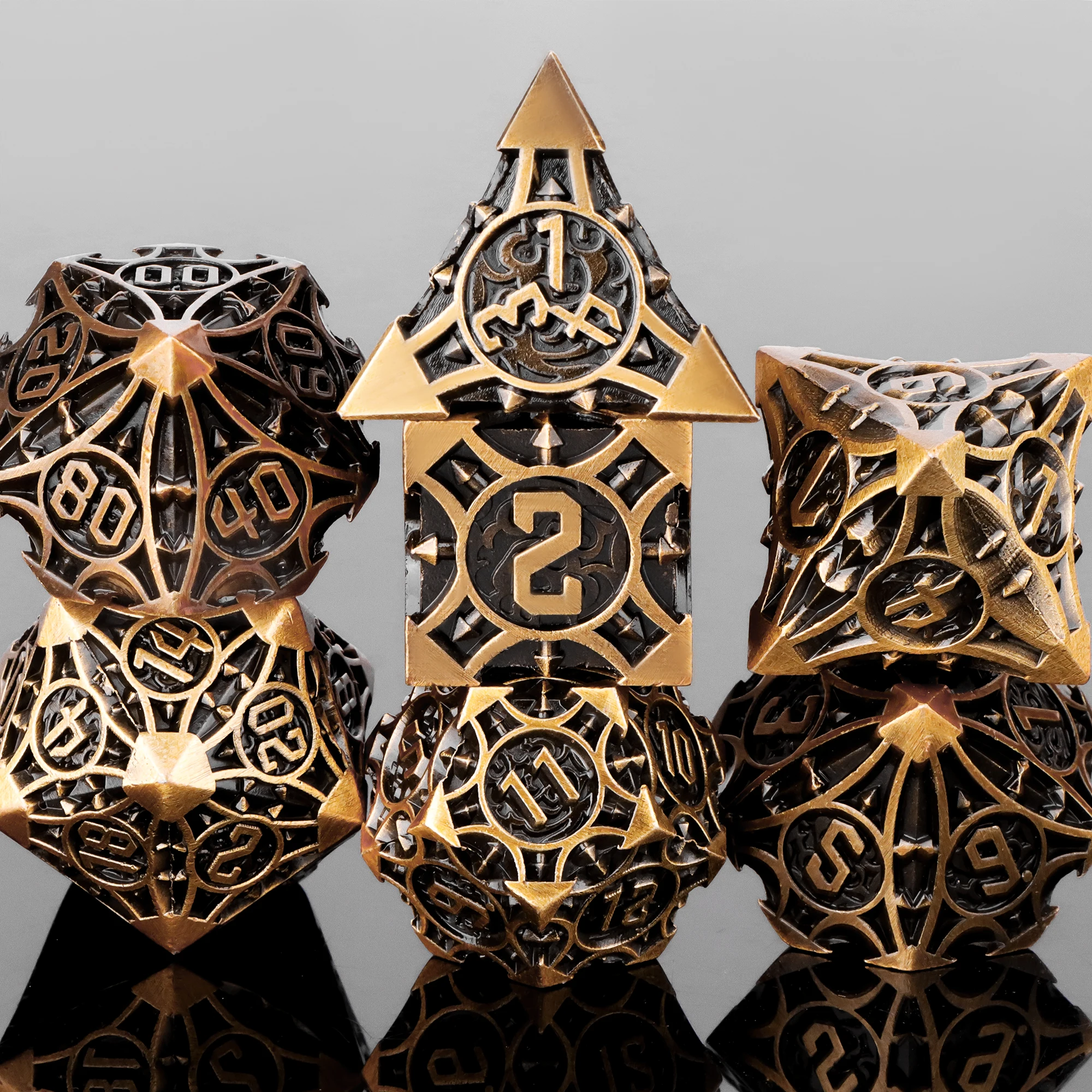 DND Metalen Dobbelstenen 7-delige MTR Dobbelstenenset DnD Polyhedrische Dobbelstenen voor Dungeons and Dragons Rollenspellen D&D Dobbelstenen Cadeaus Groene Dobbelstenen