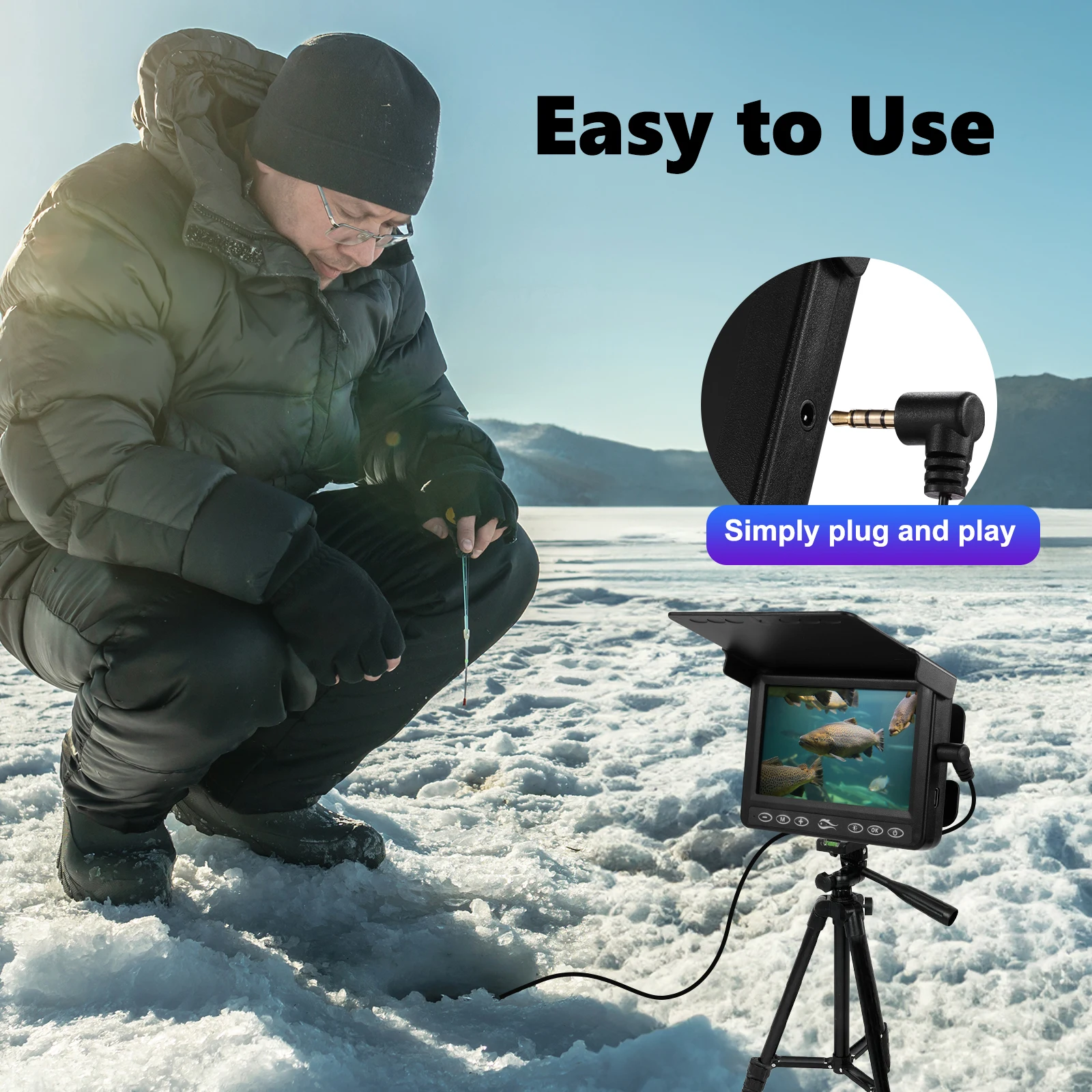 Imagem -06 - Câmera de Pesca Subaquática com Função Dvr Finishing Finder Ice Fishing Câmera 5000mah Battery 4315 Inverno