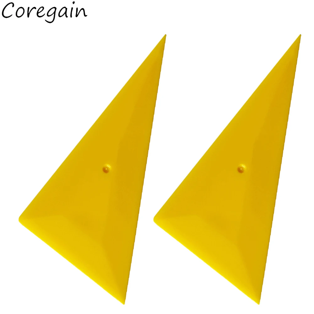 2Pcs Triangle Corner Squeegee Car Window Tint Tools Vinyl Wrap Tinting Thin Squeegee Yellow Go Corner Scraper