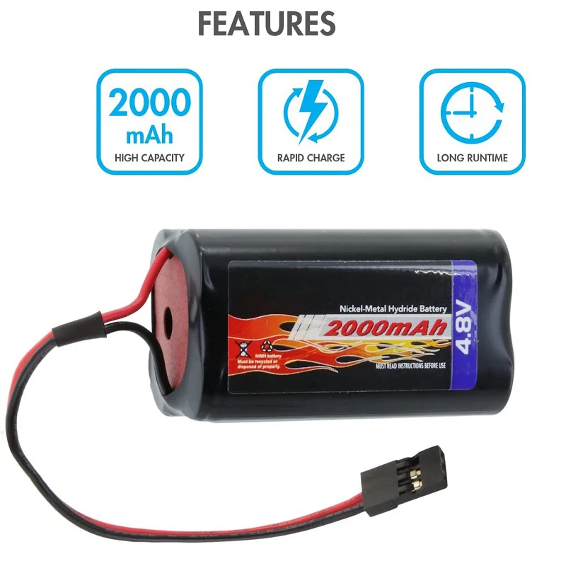 4.8V NiMH 2000mAh Battery Compatible with RC Receivers, Airplanes Repalacement for 8UA(F/P)S, 8UA(F/P), 8UH(F/P)S,8UH(F/P), 7NFK