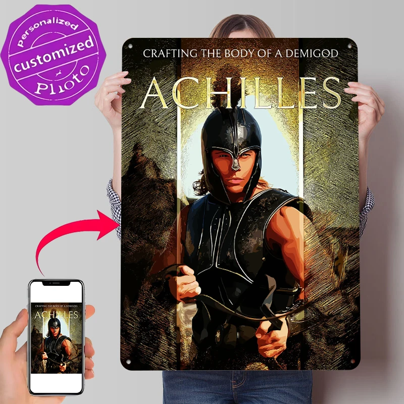 Achilles: Crafting the Body of a Demigod Printed Poster Customized Wall Art Retro Vintage Metal Tin Signs for Man Cave Wand Deko