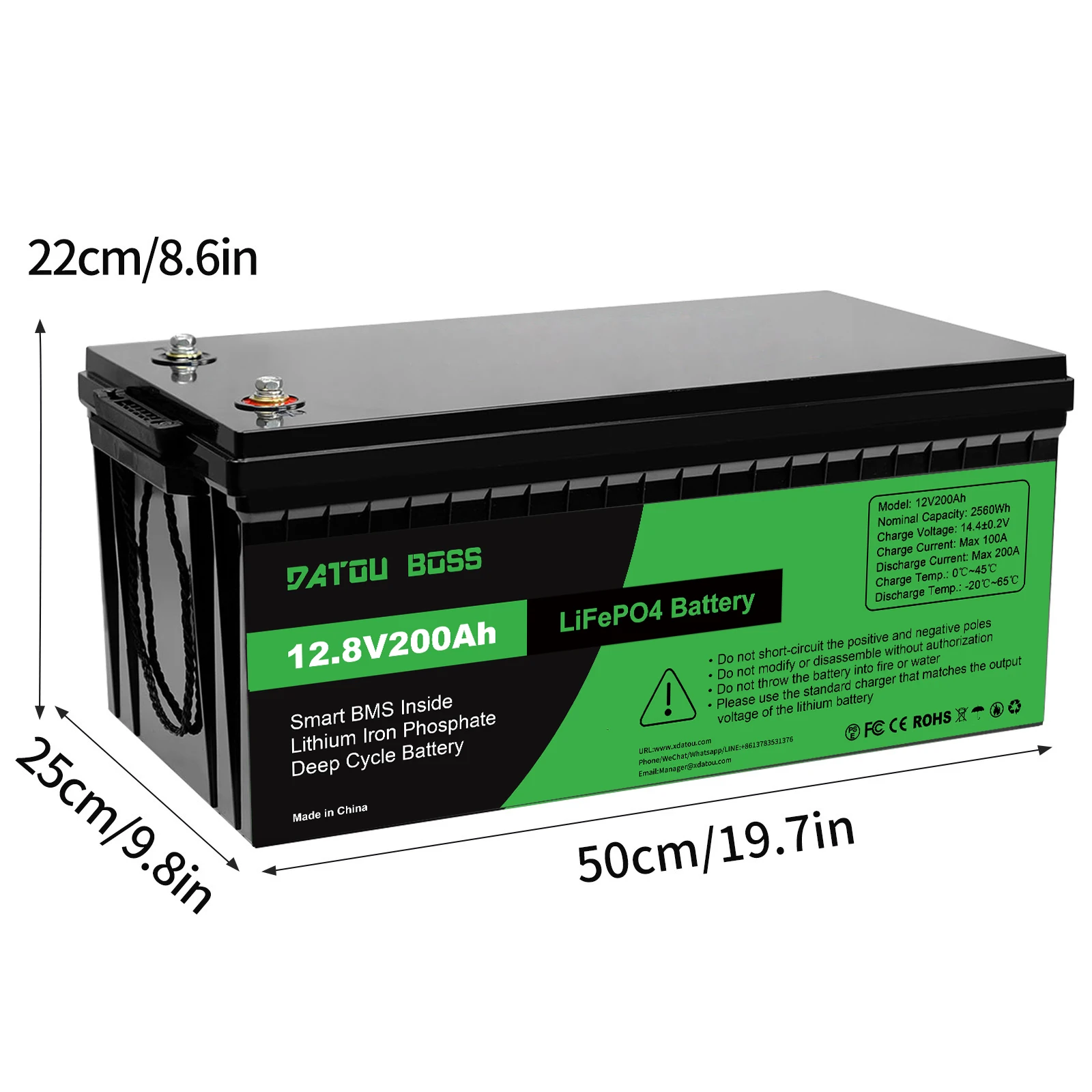 Datouboss 12V 100 200 300ah بطارية LiFePO4 محمولة قابلة للشحن مدمجة في نظام BMS ذكي دورة عميقة 10000 + لـ RV
