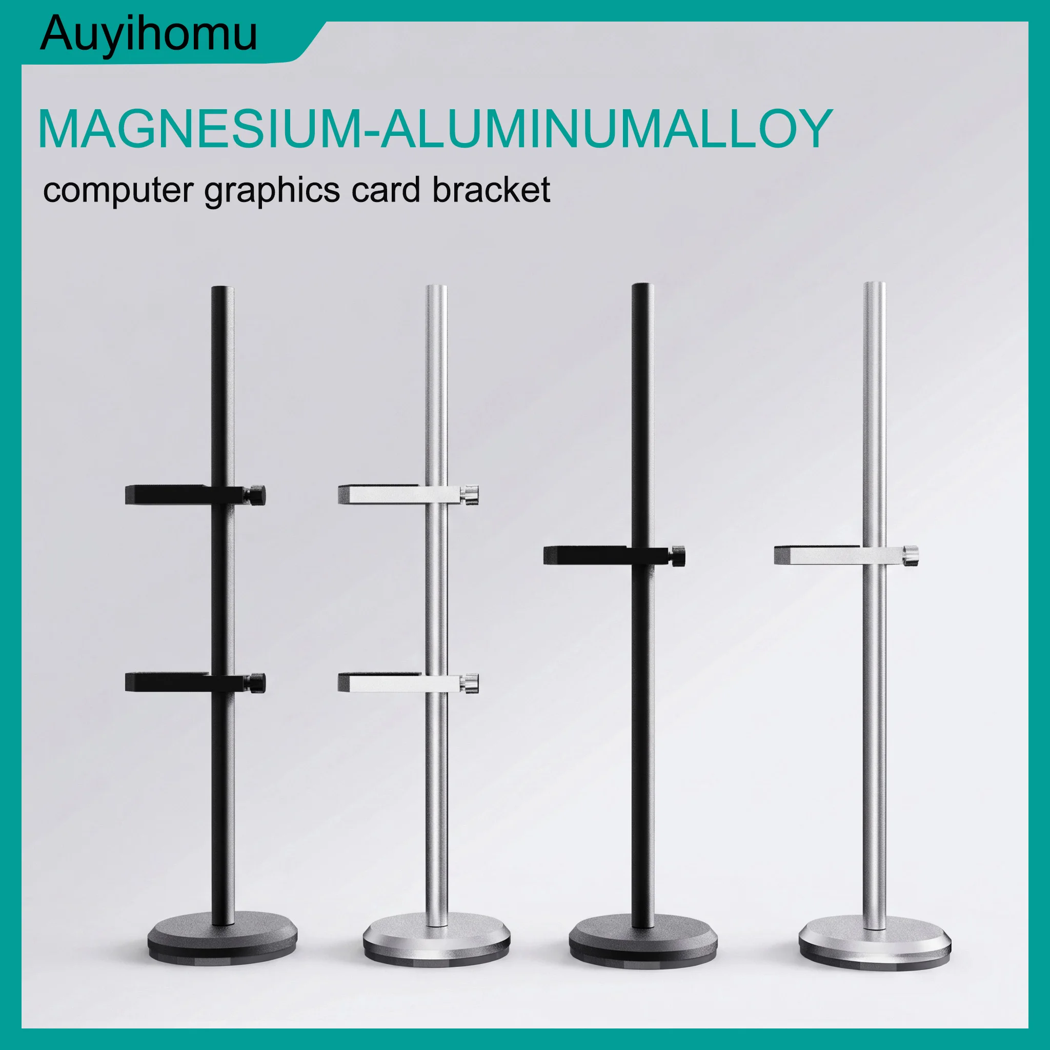 

Aluminum alloy adjustable graphics card stand, with options for single or double arms, suitable for computer cases