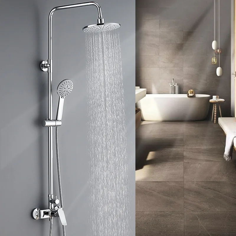 All‑Copper Two‑Function Rain Shower Set, Pressurized Top Spray Hot & Cold for Construction Site Hotel