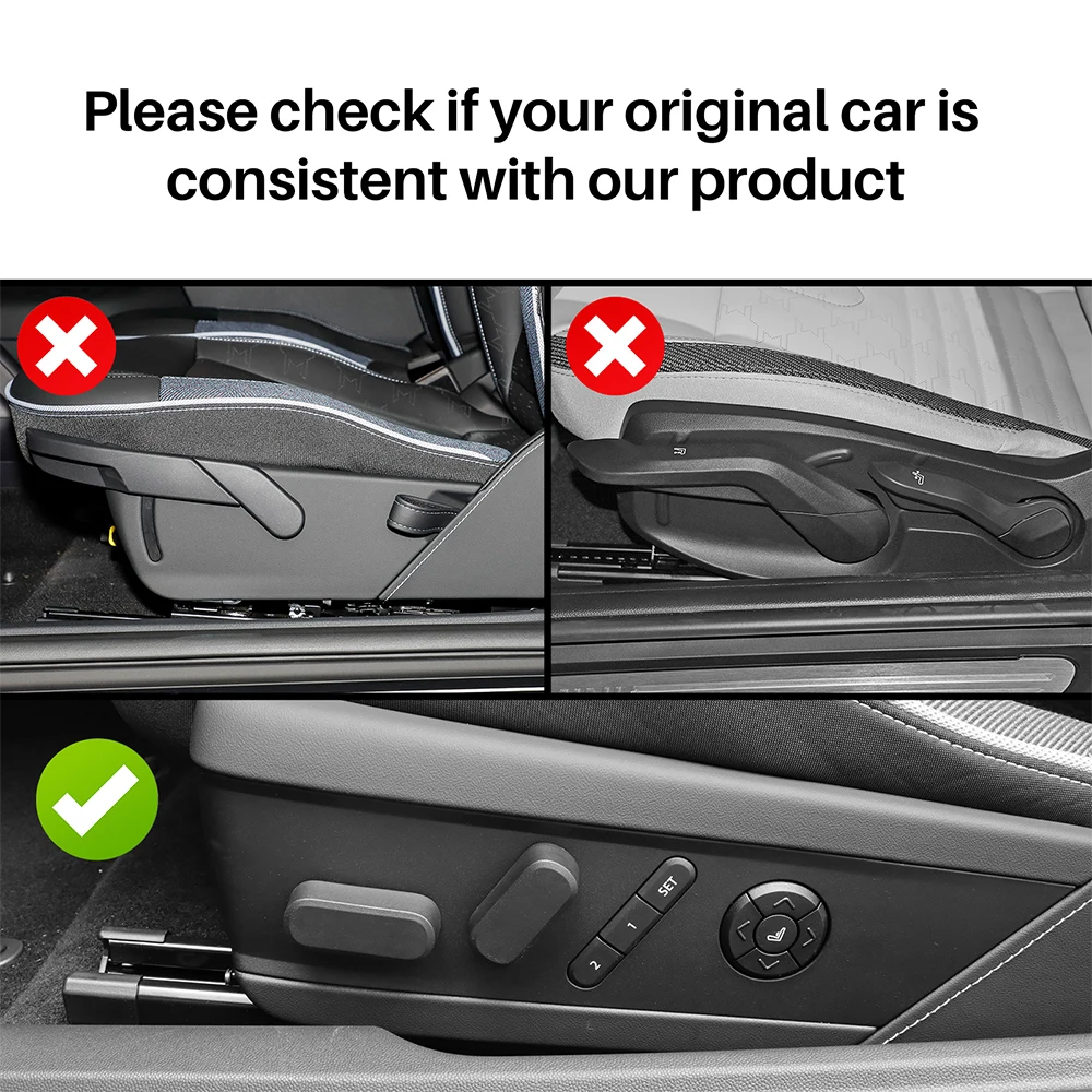 For Mini Electric J01 EV Cooper E SE J05 Aceman Car Seat Adjustment Button Frame Sticker 2024 2025 Suede Carbon Texture Leather