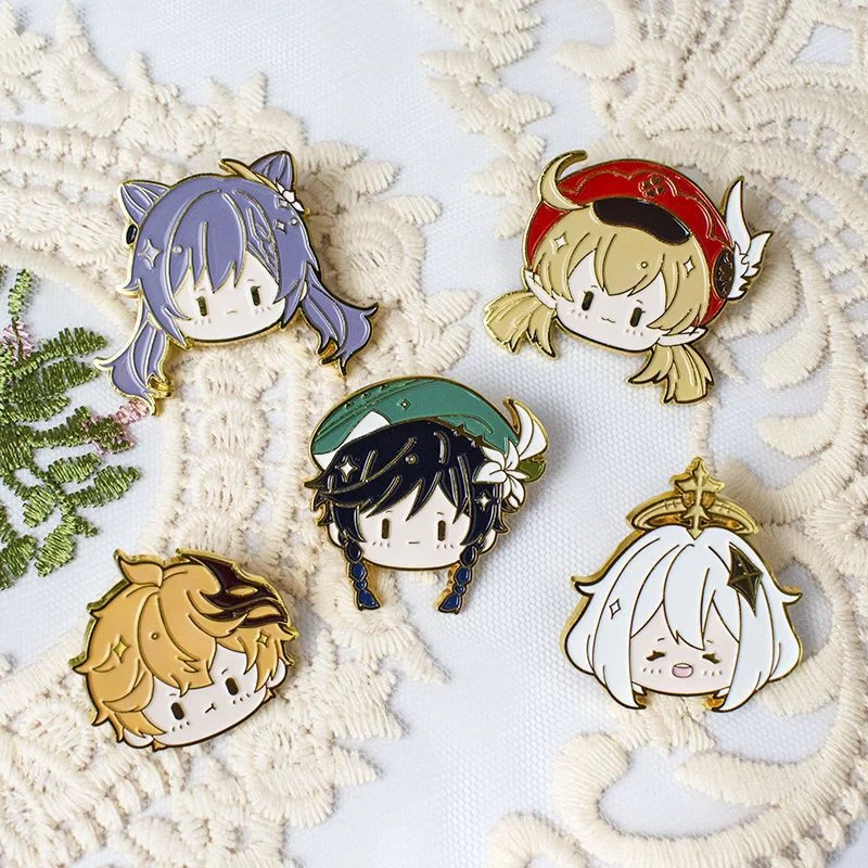 1PC Anime Game Genshin Impact Xiao Hutao Alloy Lapel Badges Clothes Jewelry Collar Brooches Accessories Cute Gifts For Friend