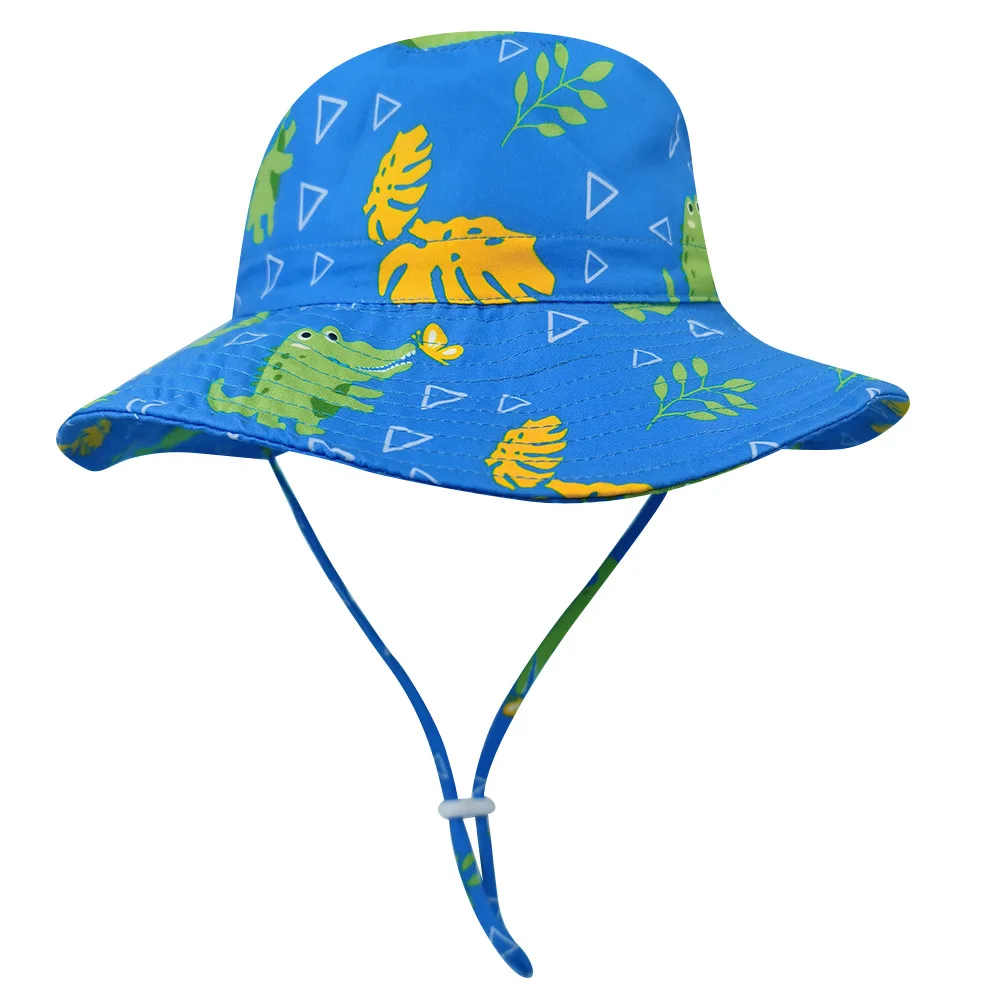 

Hat Boy Summer Sun Beach Accessory Blue Wide Brim UV Protection String Cap For Kids Baby Toddlers Holiday Swimming