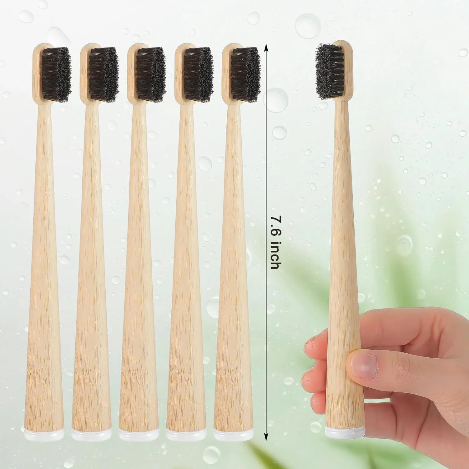 4-Pack Horse Bristle & Bamboo Toothbrush-Luxurious&Soft Horse Bristles-Fully Biodegradable - Plastic&Nylon Free-Quick Dry Design