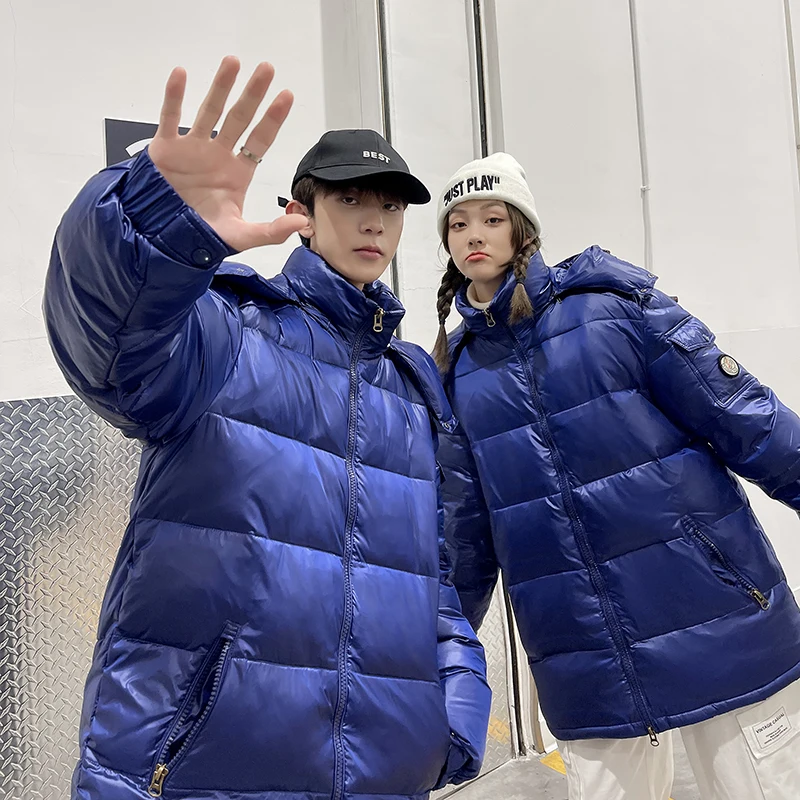 

Корейская мужская утепленная куртка-пуховик с капюшоном, повседневная теплая верхняя одежда, молодежный стиль, белый цвет, наполнитель из утиного пуха