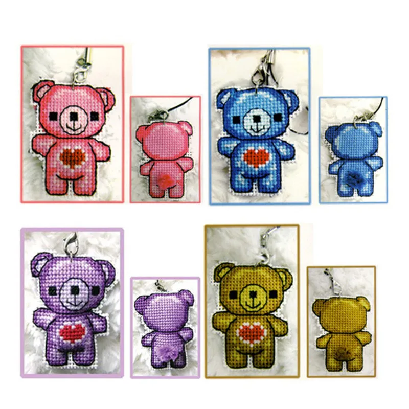 DIY Craft Stich Cross Stitch Key Phone Accessories Bear Plastic Fabric Needlework Embroidery Crafts Counted Cross-Stitching Kit