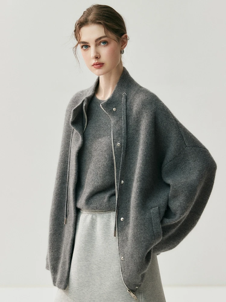 

Yoyoselect Women's 100% Cashmere Cardigan Sweater Air Layered Drawstring Thickened Knitwear Autumn Winter New Jacket Coat Tops