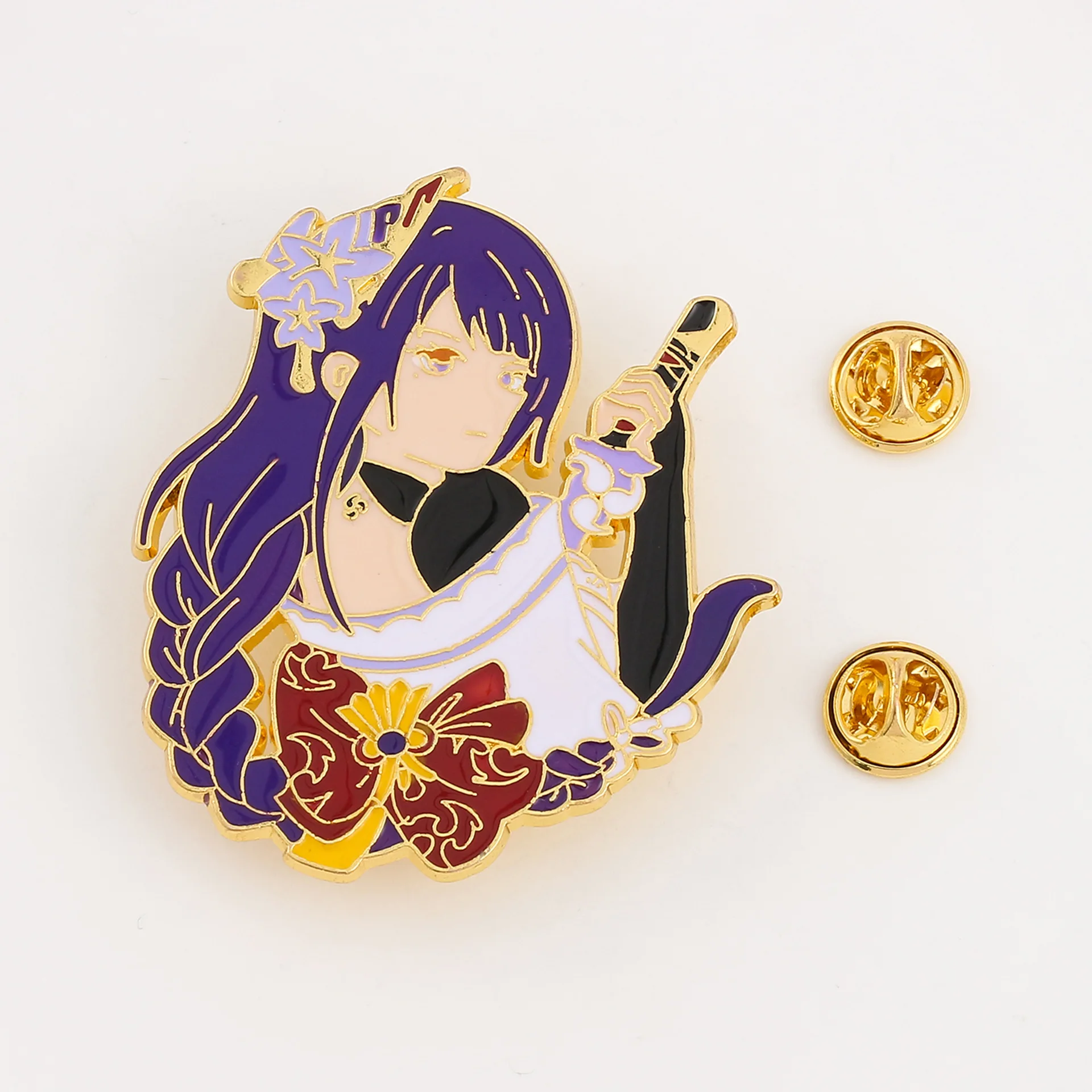 Game Impact Scaramouche Kunikuzushi Diluc Zhongli Yae Miko Cosplay Badges Anime Heros Kawaii Metal Brooches Backpack Pins