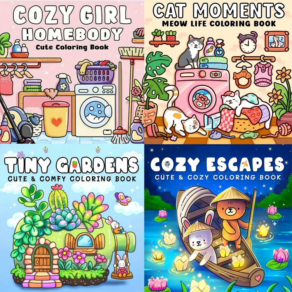 

Cat moments : Coloring Book for Adults and Teens Featuring Funny and Cute Cats in Hygge Corners and Cozy Activities