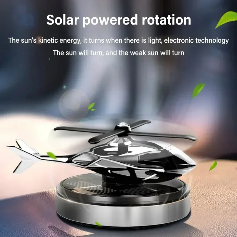 Helikopter-förmiger Solar-Autoduftspender, dekorativer Aromatherapie-Auto-Innenraumzubehör, Propeller-Rotations-Parfümdiffusor