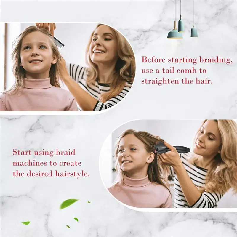 ABZA-3 Piece Set Automatic Electric Braiding Machine Black DIY Styling Hair Curler Automatic Braiding Machine For Women Girl