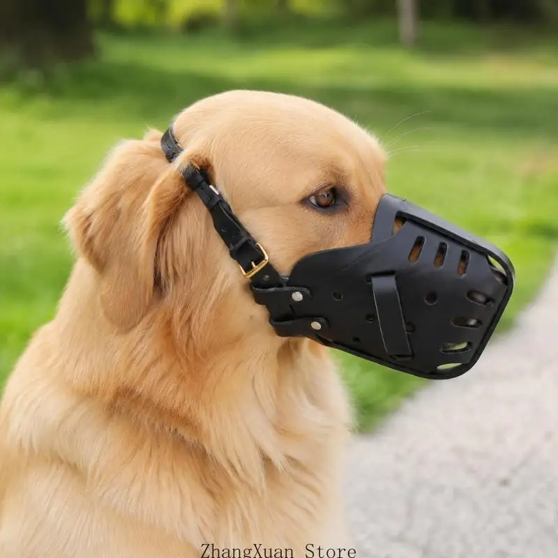 Verstellbarer Hunde-Mundschutz, Korbmaulkorb aus Leder für Training und Outdoor-Einsatz, 3XUF – Detail 9